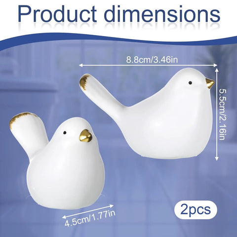 Two Packs Bird Shaped Toilet Bolt Covers Ceramic Screw Caps For Toilet Bolts Easy Install Cute Bathroom Decor White Replacement Parts For Bottom Of Toilets shown with dimensions in cm and inches.