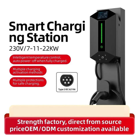 Top Shelf Smart EV Charger Wall Box With Bluetooth And Wifi App Tracking Rfid Card Swipe Type Two Plug mounted charging station.