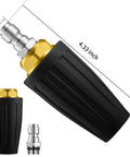 4000 Psi Turbo Nozzle Kit For Pressure Washers With 1/4 Inch Quick Connect, black brass design, 4.33 inch size, close-up view.