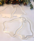 Sick Christmas Tray Router Template For Holiday Serving Boards Laser Cut Acrylic Inlay Guide Featuring Classic Bell Designs for epoxy resin projects.