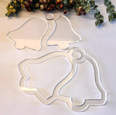 Sick Christmas Tray Router Template For Holiday Serving Boards Laser Cut Acrylic Inlay Guide Featuring Classic Bell Designs for epoxy resin projects.