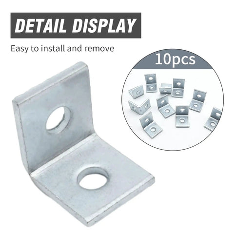 10 Pack 2 Hole L Shaped Connector Bracket For One Half Inch Bolts, 90 Degree Angle, Fits One And Five Eighths Inch Strut Channel