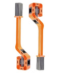Two Pack Upgraded 4 Sided Bike Chain Washer With Fully Enclosed Chain Cleaning Brushes Extended Ergonomic Handle Durable Bicycle Chain Cleaner Tool For Mountain Road Bikes, orange with four-sided head and bristles.