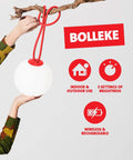 Person hanging Bolleke Indoor Outdoor LED Lantern Cordless Battery Powered Portable Lamp for Home Patio Garden Taupe Color