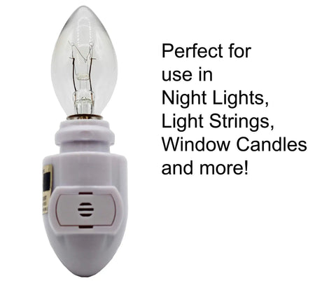 7 Watt 130V C7 Night Light Bulbs 40 Lumens Long Lasting Incandescent Replacement With E12 Candelabra Base Clear Finish 25 Pack