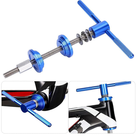 Bottom Bracket Press Tool With CNC Knurling Stainless Steel Build, durable headset press kit and screw rod, bike installation
