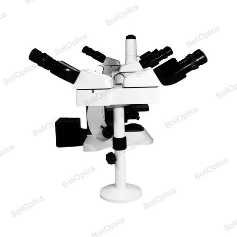 Five Head Multiview Teaching Microscope With Trinocular Eyepieces 40X To 1000X Magnification Led Illumination, side view
