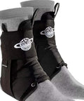 Dope Quick Lace Ankle Brace 2.0 shown on feet, black unisex design for all sports enthusiasts, lightweight and breathable material.