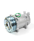 Heavy Duty Air Conditioning Compressor Pump Kit With 2 Groove V Belt Pulley For Tractors Excavators Muscle Cars And Large Trucks Restores Cool Comfort And Cools Your Ride Fast, silver aluminum body