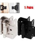 Rotating Concealed Cabinet Hinges Set Two Pack Self Closing One Half Inch Overlay Partial Wrap Around Black Finish For Kitchen Cabinets