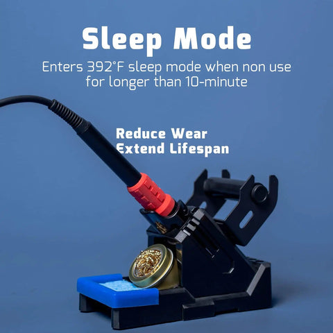 2 In 1 Soldering Iron Station And Hot Air Rework System With LCD Display showing sleep mode and stand