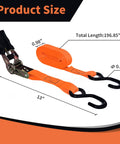 8 Pack 1 Inch Ratchet Straps 15 Feet Long Heavy Duty Tie Down Straps with dimensions and components shown in diagram.