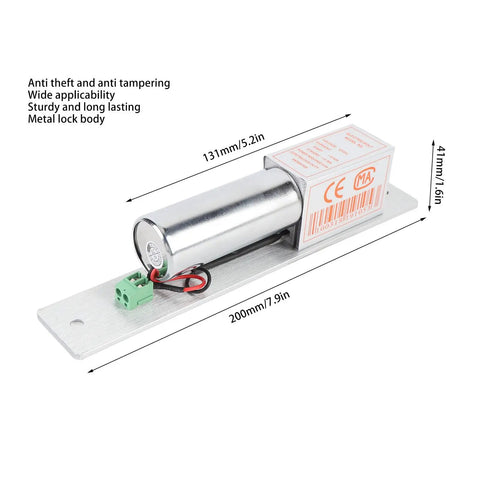 Heavy Duty 12v Electric Drop Bolt Lock With Magnetic Self Locking Deadbolt built tough aluminum and stainless steel housing mounted on a plate.