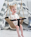 Child in 2-In-1 Toddler Swing Seat With Adjustable Ropes For Kids Heavy Duty Rope Play Outdoor Indoor Backyard Use Secure Durable