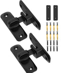 90 To 180 Degree Barn Door Lock Set Black 2 Pieces Small Flip Gate Latches Hardware For Security Sliding Doors Cabinets Barns Bathrooms And Gardens Durable Zinc Alloy With Corrosion Resistant Finish