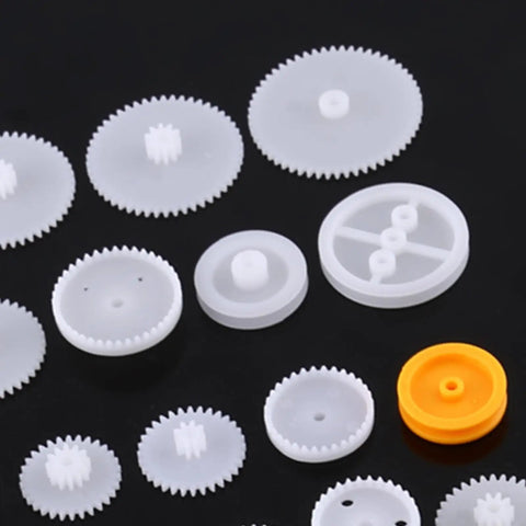Totally Awesome 64 Kinds Plastic Gears Pulley Belt Kits For Robot Motor Toys Perfect For Engineering And Model Making Projects Great Stuff For DIY Builds, white plastic gears and pulleys