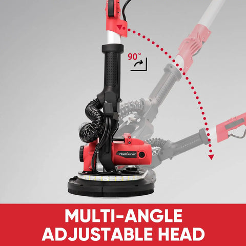 Drywall Sander With Vacuum Attachment 800W Power multi-angle adjustable head with extendable handle shown