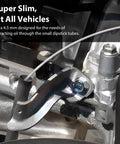 Long 51 Inch Nylon Oil Hose Extension For Pneumatic And Manual Oil Fluid Extractor Pumps connected to vehicle engine