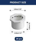 3/4 X 1/2 Inch PVC Reducing Bushing Socket To Socket White Pipe Fitting Adapter 10 Pack Schedule 40 Plastic Reducer Bush For Home Plumbing Pool And Industrial Use, size chart