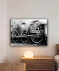 Train Locomotive Wall Art Poster Black And White Running Gear Wheel Canvas Print Unframed 8x12 Inch Modern Home Decor