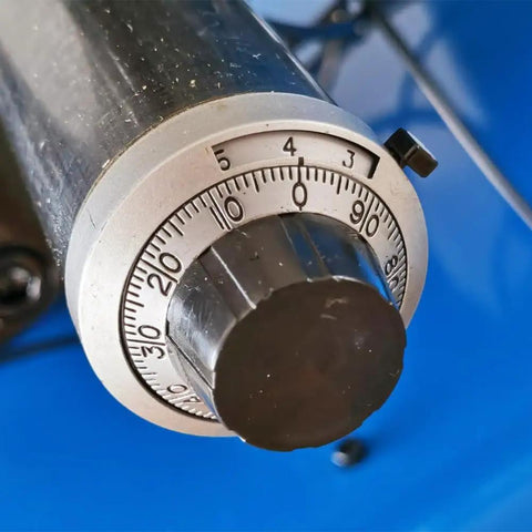 Close-up of the dial on the Built Tough Hydraulic Hose Crimper 220V 3 Phase 4 KW used for adjusting pressure settings.