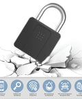 Smart Fingerprint Padlock With Waterproof Design, Key Backup, and Mobile App Control for gates and fences on cracked surface