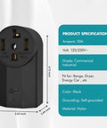 Heavy-Duty NEMA 14-30R Receptacle, 30A 125/250V, 3-Pole 4-Wire Surface Mount for Electric Ranges and Ovens, Black