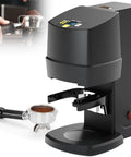 Automatic Electric Espresso Tamper For 58mm Portafilters, 22 To 66 Lbs Adjustable Pressure Touch Sensor, Fully Height Adjustable Stand, Zero Hand Fatigue Pro Grade Coffee Tool For Smooth Daily Shots And Super Easy Cleanup At Home Or Cafe image showing tamper with portafilter and coffee grounds.