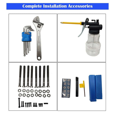 EQCOTWEA 110V portable line boring machine kit with 4.9ft alloy boring bar and wrenches, hex keys, spray bottle, bolts