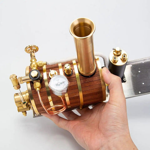 200ml Steam Boiler Model For Single Double And Triple Cylinder Steam Engines And Model Ships Physics Education Kit Dope Copper Construction Fully Equipped With Gauge Main Valve Water Level Meter And Safety Valve Ideal Gift For Collectors in hand