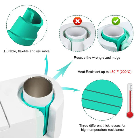 Three Thickness Silicone Mug Wraps for Sublimation and Heat Pressing, Fits Cricut Mug Press and Most Mugs, 1.5mm 3mm 4mm Thickness