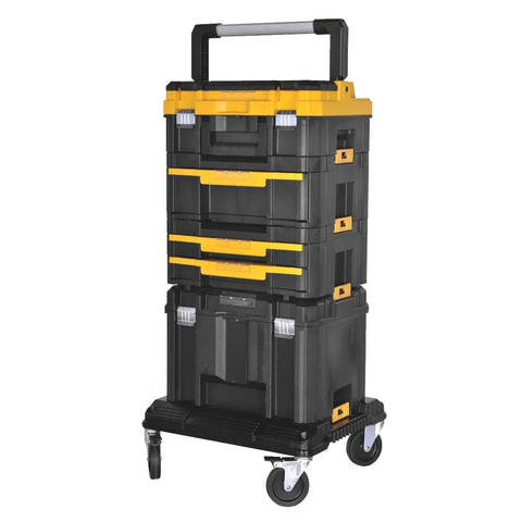 Tool Storage Organizer Cart For TSTAK System With Heavy Duty Wheels For Rolling Tools On Job Sites Durable Mobile Carrier Built To Take A Beating And Keep Your Gear Ready To Go