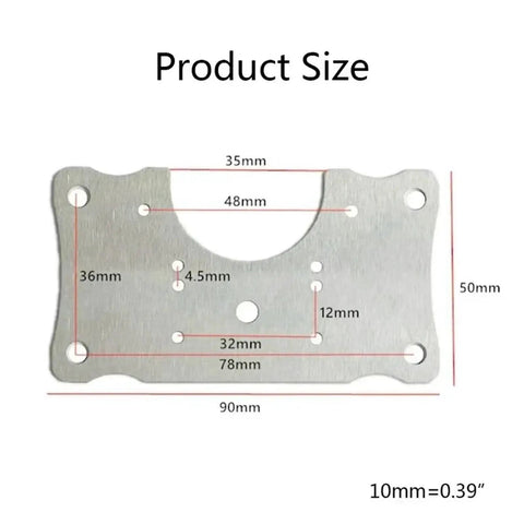 Product size diagram for Rotating Concealed Cabinet Hinge Set Stainless Steel Doors And Furniture Hardware 4 Pack