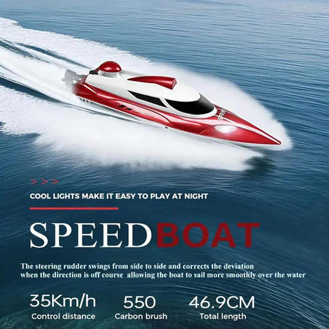 Beast Speed Remote Control Boat With Self Righting And LED Lights For Lakes And Rivers racing on water surface