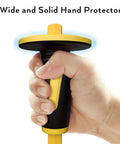 Close-up of hand gripping handle of chisel from 5 Piece Geology Rock Pick Kit With 32 Oz Rock Hammer And 12 Inch Masonry Concrete Chisel