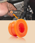 Shift Linkage Bushing Repair Kit For Ford Fusion And Lincoln MKZ 2013 To 2020 Transmission Shift System Fault Fix Premium Durable Plastic Construction Ensures Smooth Shifts And Reliable Performance installed in engine bay and close-up of orange bushing