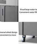 Portable Evaporative Swamp Cooler With Four Ice Cold Packs Three Whisper Quiet Fan Speeds And Sturdy Smooth Rollers, large water tank and universal wheels for easy mobility.