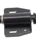 Push To Open Magnetic Cabinet Door Catch With ABS Plastic Round Buffer in black, side view showing mounting holes