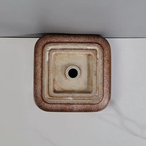 USZWBY Vessel Sinks Bathroom Sink Modern Art Basin Hotel Apartment Bathroom Wash Basin Square Above Counter Basin flat top view.
