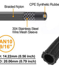 10AN Transmission Cooler Braided Hose, 10 Ft High Pressure Fuel Line with nylon core, stainless steel braid, and CPE rubber