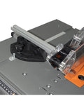 Detail of Hella Tough Portable Table Saw With 1750W Motor showing smooth sliding guide for precise cutting.