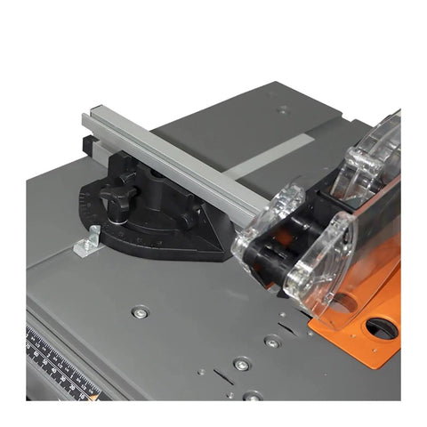 Detail of Hella Tough Portable Table Saw With 1750W Motor showing smooth sliding guide for precise cutting.