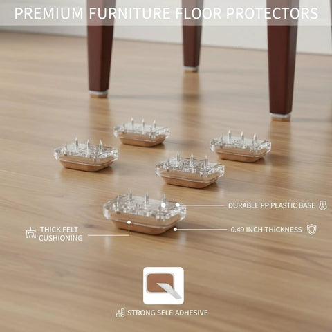 Floor Saver Brown Self Adhesive Felt Pads With Durable PP Base Furniture Glides For Chairs And Tables 0.92 X 0.92 Inches