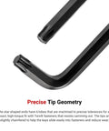 Close-up of Star L Key Set T6 to T50 with precise tip geometry for high leverage in mechanical repairs and bike maintenance.
