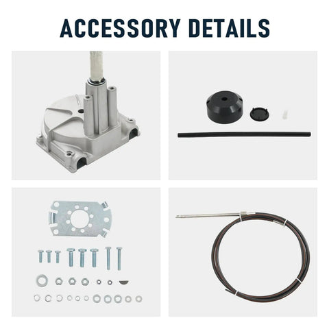 Accessory details of 12ft Boat Steering Cable System Rotary Kit With 13.5 Inch Steering Wheel And Three Fourth Inch Tapered Shaft