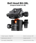 Ball head BH-28L for Ultra High 90 Inch Camera Tripod Kit With Flexible Legs And Patent Gimbal, aluminum alloy, 22lb load