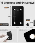 Beefy Black Metal Flat Brace Set 16 Pcs With 64 Stainless Steel Screws dimensions and size comparison for wood fixing