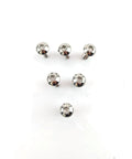 Top Shelf Stainless Steel Clutch Inspection Cover Bolts Set Fits Harley Davidson Sportster 2004 And Up Heavy Duty Motorcycle Derby Screw six polished bolts on white background.