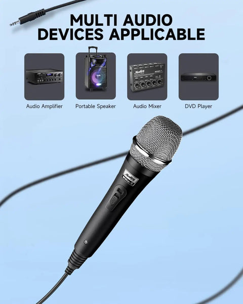 Dynamic Karaoke Microphone With 13 Foot Cable, All Metal Handheld Cardioid XLR Mic For Singing with compatible audio devices.
