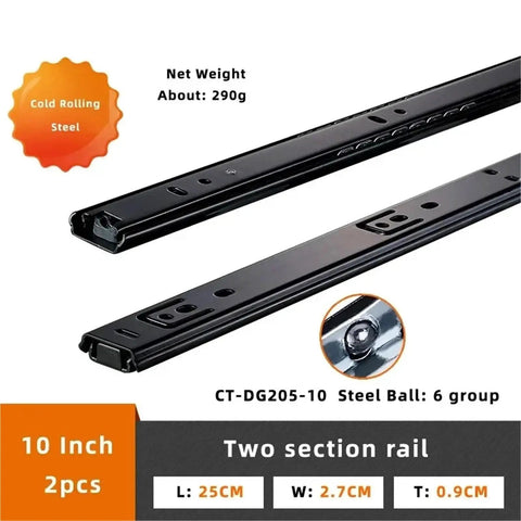 Smooth Glide Drawer Slides 8 To 20 Inch Cold Rolled Steel Two-Section Cabinet Tracks For Kitchen Office And Workshop